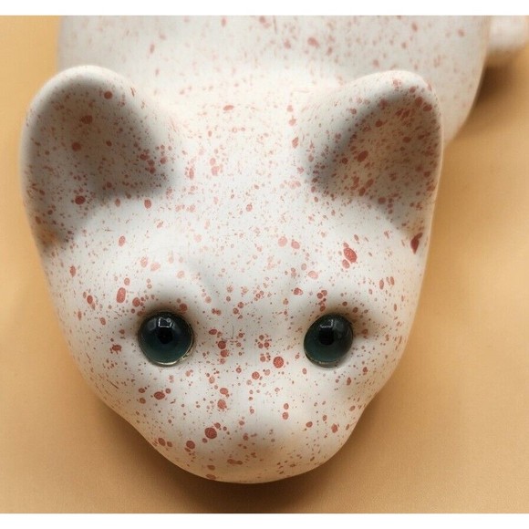 ELPA White Cat Ceramic Alcobaca Portugal Figurine Green Eyes - Picture 9 of 9